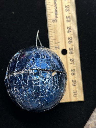 Antique Victorian Christmas Ornaments Foil Ball Candy Container Set Of 3 - Picture 9 of 9