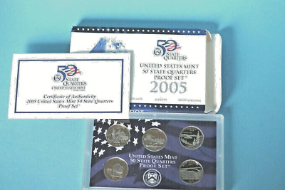 2005  S US Mint 50 State Quarters Proof Set 5 Coins