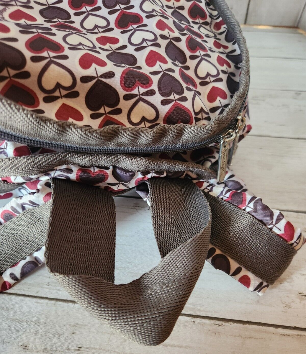 LeSportsac Heart Pattern Brown Tan Off White Tone Medium 