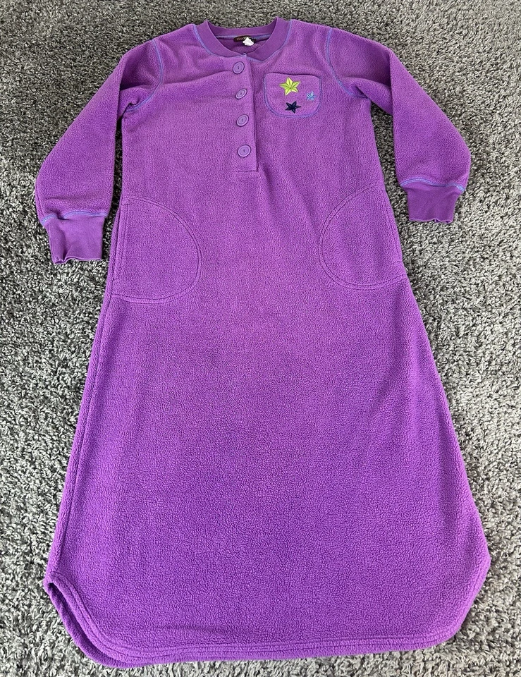 Vintage Stan Herman Fleece Nightgown Womens Small Purple Cozy Loungewear - Image 4 of 4