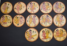 Ganjifa India Moghul playing cards erotic 13 each  3" across rare