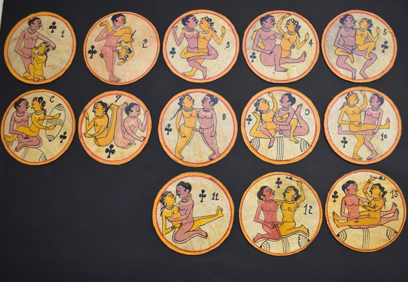 Ganjifa India Moghul playing cards erotic 13 each  3" across rare