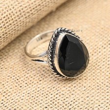 Black Onyx Ring, 925 Sterling Silver Handmade Ring, Gift For Her