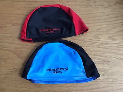 Fabric Swim Hats Caps Adults x2 Red Black Blue Black