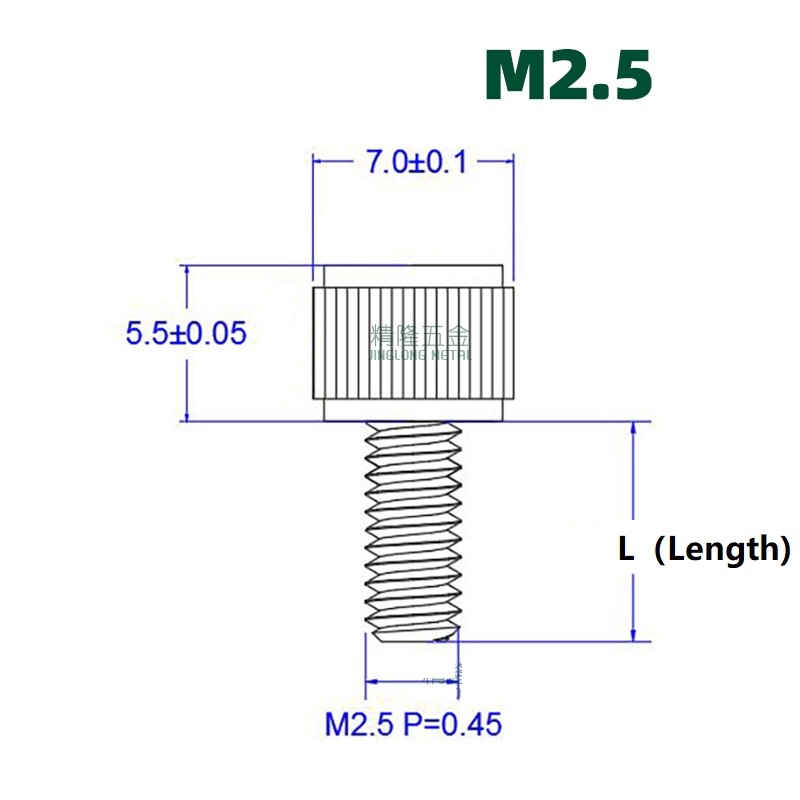 M2,5 Rändelschrauben Edelstahl - 20 Stück Set Verschiedene Längen