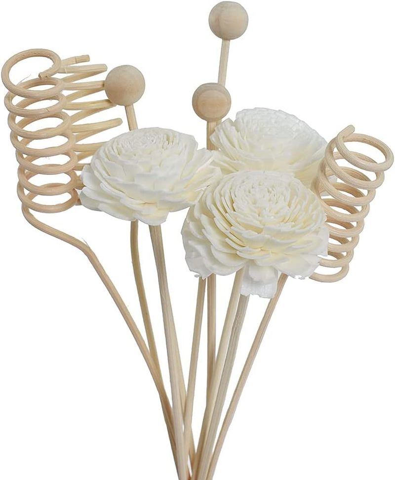 9Pcs Reed Diffuser Sticks Set, Rattan Reed Fragrance Diffuser and Flower Replace-image