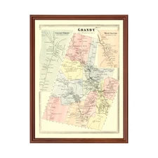 Old Map of Granby, CT 1869 - Vintage Granby Connecticut Art