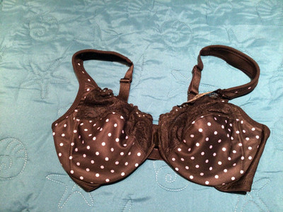 GLAMORIZE BRA 38 C UNDERWIRE Black Lace Cleavage Full Coverage Polka Dot Cups
