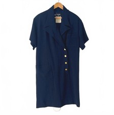 Chanel Boutique Navy Wool Blend Dress Size 44