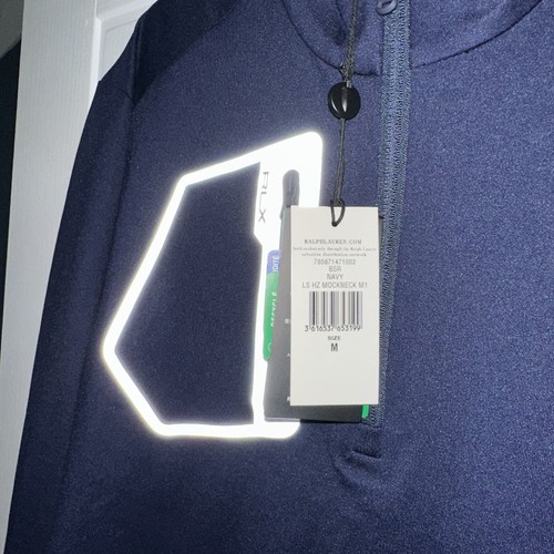 RLX Ralph Lauren Golf Men’s Mockneck Long Sleeve 1/4 Zip Top BlueMedium - Picture 3 of 3