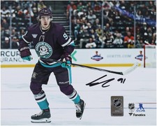 Leo Carlsson Anaheim Ducks Autographed 8" x 10" Purple Jersey Skating Photograph