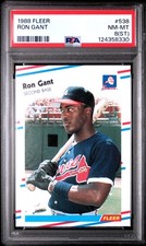 1988 FLEER #538 RON GANT ROOKIE RC PSA 8 ST