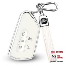 Key Fob Cover for Volkswagen,Soft TPU Full Protection Case 5 Buttons White
