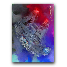Millennium Falcon #4 Art Card Limited 49/50 Vela Signed (Movies Star Wars)