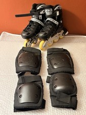 Long Feng Adjustable Youth Size M 35-38 Inline Roller Skates Ankle  Knee Pads