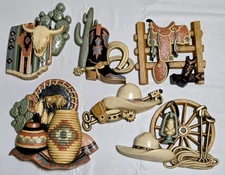 (6) Vintage  Burwood Home Interiors Southwest Western Wall Decor - Lot #3