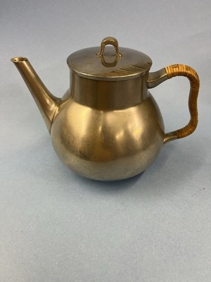 Just Andersen (1884-1943), Denmark. Art Deco tea pot with wicker handle.see Pics