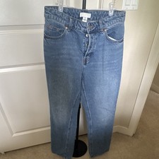 H M Mom Jeans Medium Wash Blue Women's Size 8 5-Pocket Button Denim