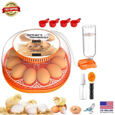 12 Egg Incubator with Automatic Turning & LED Display for Poultry Hatching