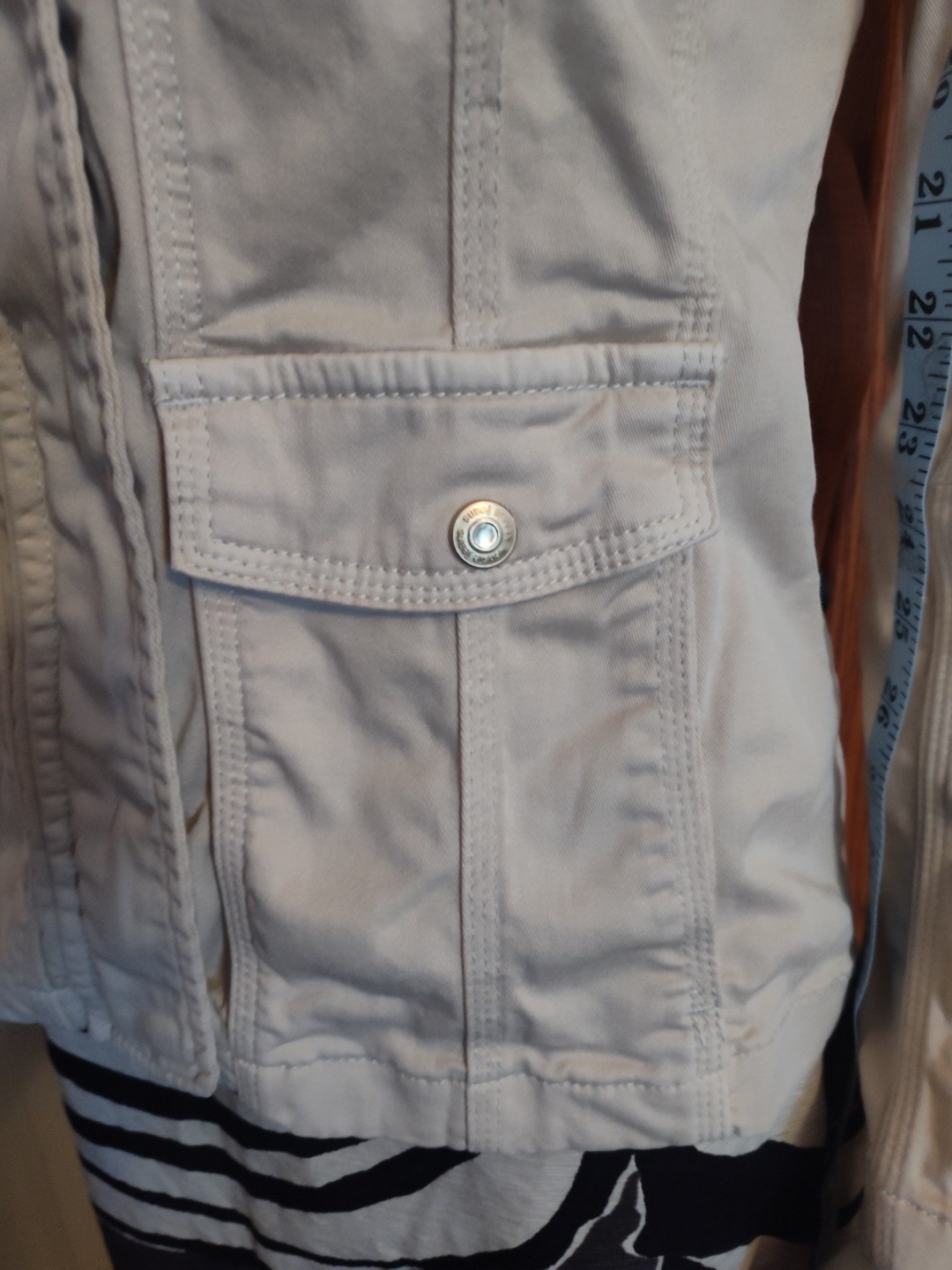 kenzie jeans Cream Colored Light Beige Utility Ja… - image 15