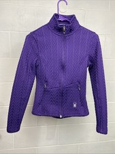 SPYDER Womens Core Ribbed Sweater Jacket XS Full Zip Up Violet Purple