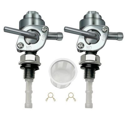 2 Pack Generator Male Fuel Petcock Shut Off Valve M10X1.25mm with Fuel Strainer 