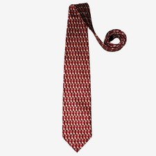 Jos A Bank Necktie 100% Silk Handsewn Geometric Red Beige USA Made Classic Style