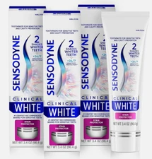 Sensodyne Clinical White Whitening Toothpaste for Sensitive Teeth, 3.4Oz, 3 Pack