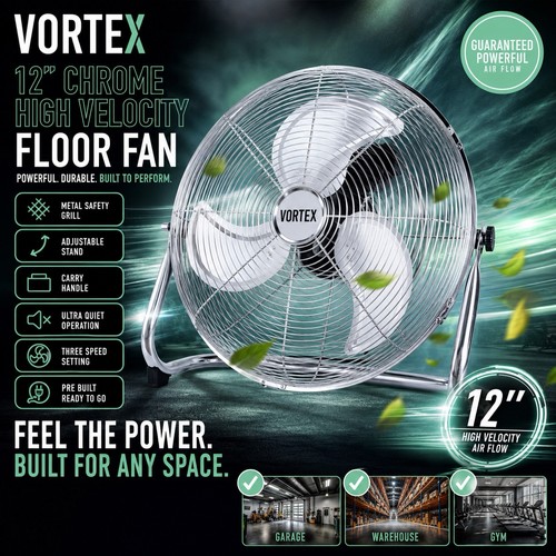 12”  Floor Fan Metal  High Velocity Floor Fans Vortex  Office Gyms