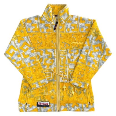 Invicta gelbe Fleecejacke Ski 90er Winter Outdoor Abstrakt 90s Herren Small