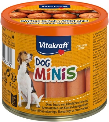 Vitakraft Dog Minis Hundeleckerli Mini Würstchen Geflügel 120g Dose Zuckerfrei