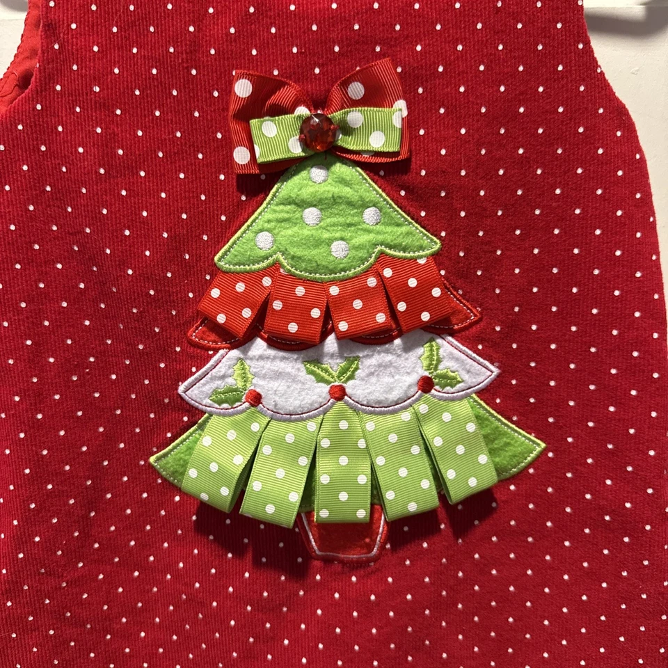 Vestido navideño de pana roja para niñas edición rara con talla 5T Foto 2 de 4
