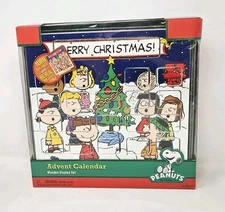 Peanuts Advent Calendar Wooden Display Set Charlie Brown Snoopy