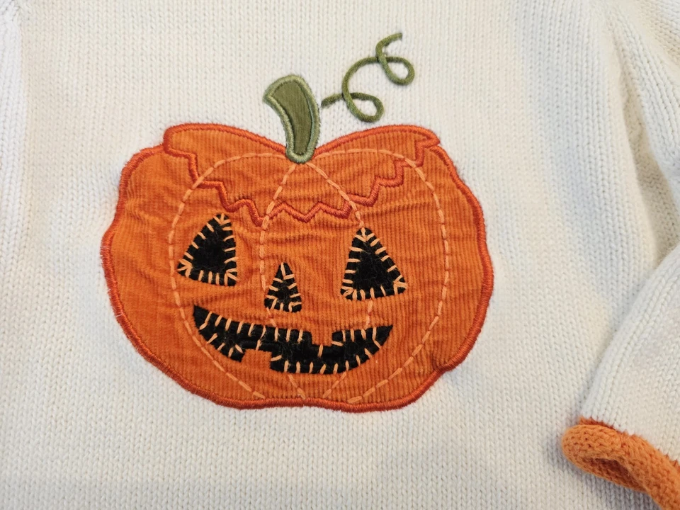 Suéter de calabaza Holloween blanco naranja talla 2T para niños pequeños Foto 2 de 4
