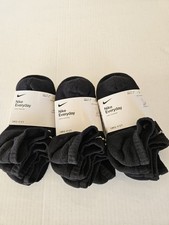 Nike Unisex Everyday Cushioned No-Show Socks 9 Pair Black Yth 3Y-5Y Wmn 4-6