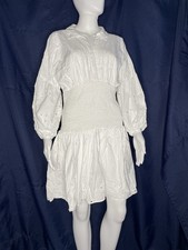 ASOS Design White Eyelet Dress Smocked Waist 14 Cotton Fairy Sweet