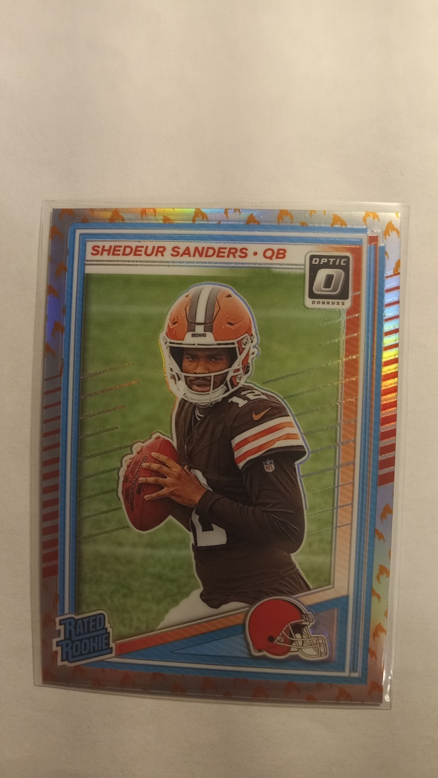 2025 Panini Donruss Optic #203 Shedeur Sanders Fire Emoji SSP. Rated Rookie