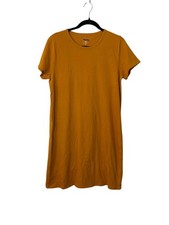 J. Crew Women’s Short Sleeve Cotton Mustard Yellow Tee Shirt Midi Dress M NWOT