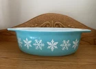 Vintage Pyrex Turquoise Blue 1 1/2 Qt #043 Snowflake Casserole Dish - NO LID!
