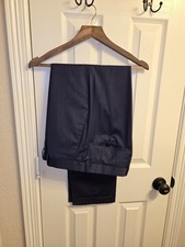 Samuelsohn NWOT Men's Navy Blue Dress Pants 36W x 30 In-seam 100 Wool Slim Fit