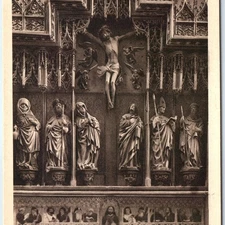 c1920s Rothenburg, Germany Main Altar Crucifix Gothic Sculptures Saints Art A351