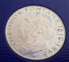 1969 G Germany 5 Deutsche Mark Theodore Fontane KM# 125