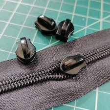 20 YKK 8C Black Nylon Coil Zipper Slider standard single slide no tab