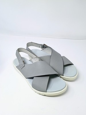 ECCO Freja Slingback Criss Cross Grey Nubuck Leather Sandals EU 40 9 US