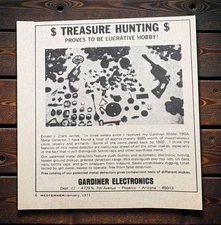 Gardiner Electronics Vintage Print Ad 1970s Metal Detector Treasure Hunting
