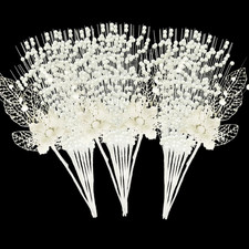 28 Pack White Christmas Tree Ornaments, Artificial Glitter Berry and Flowers Ste