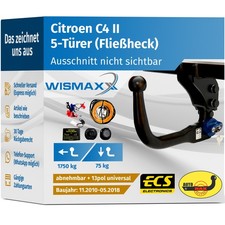 ANHÄNGERKUPPLUNG vert. abnehmbar für Citroen C4 II 10-18 +13pol E-Satz ABE