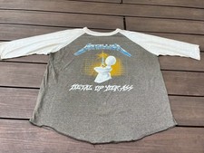 Vintage 80s Metallica Thrash Metal Rock Band Concert T Shirt 3/4 Baseball Sleeve