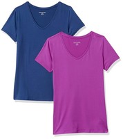 Amazon Essentials Damen Tech Stretch V-Neck T-Shirt 2Er-Pack XS Marine/Orchidee