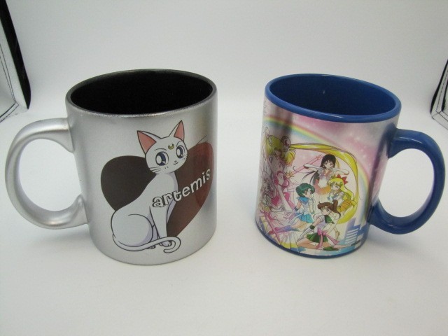 Set of 2 Mugs Sailor Moon Metallic Rare Limited Edition & Artemis Luna Cat